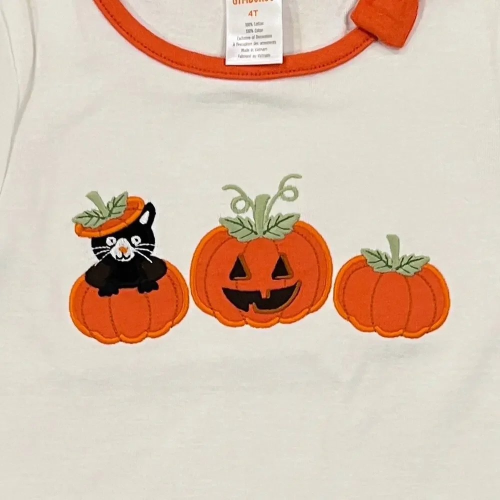 *NWT Gymboree Ivory & Orange Striped Leggings & Halloween Cat/Pumpkin Top